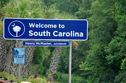 welcome to South Carolina sign